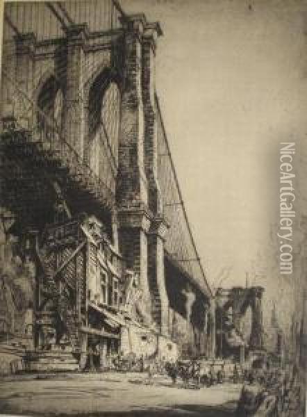 The Brooklyn Bridge Oil Painting - William Monk