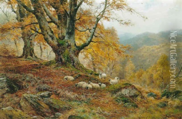 Golden Autumn Oil Painting - Louis Bosworth Hurt