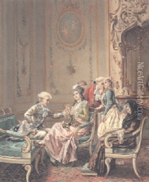Courtship Oil Painting - Francois Brunery
