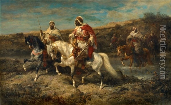 Arabian Horseman By A Ford Oil Painting - Adolf Schreyer