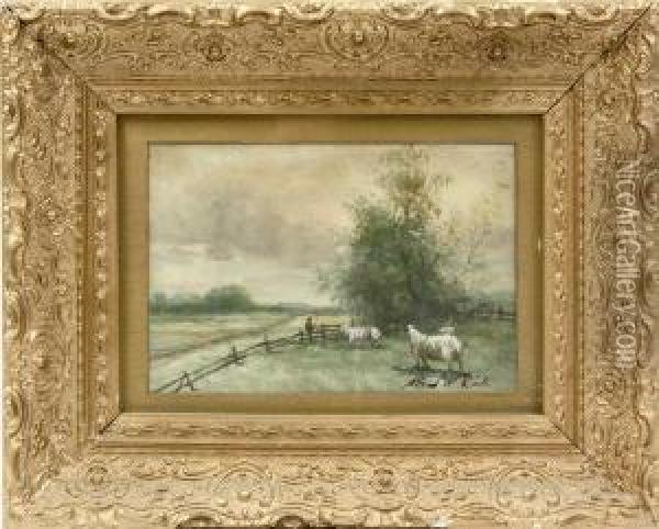Landscape With Sheep Oil Painting - Alfred William Rich
