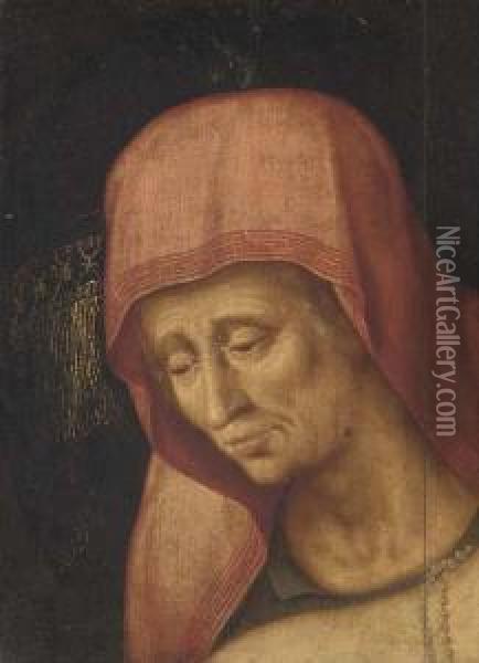 Head Of An Old Lady: A Fragment Oil Painting - Frans I Vriendt (Frans Floris)