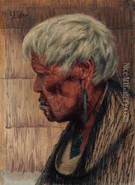 Tamaiti Tukino, A Chieftainess Of The Ngatituwharetoa Tribe Oil Painting - Charles Frederick Goldie