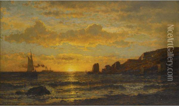 Sunset Along The Coast Oil Painting - Mauritz F. H. de Haas