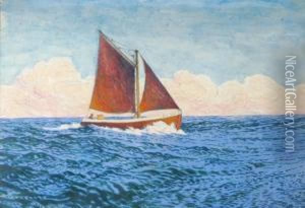 Fiskebat Oil Painting - Olof Thunman