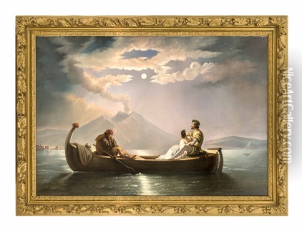 Romantische Bootsfahrt Bei Mondschein Oil Painting - Eduard Klieber