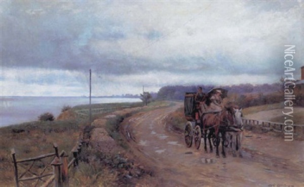 Postvogn Pa En Nordsjaellandsk Vej, Sommer Oil Painting - Carl Carlsen