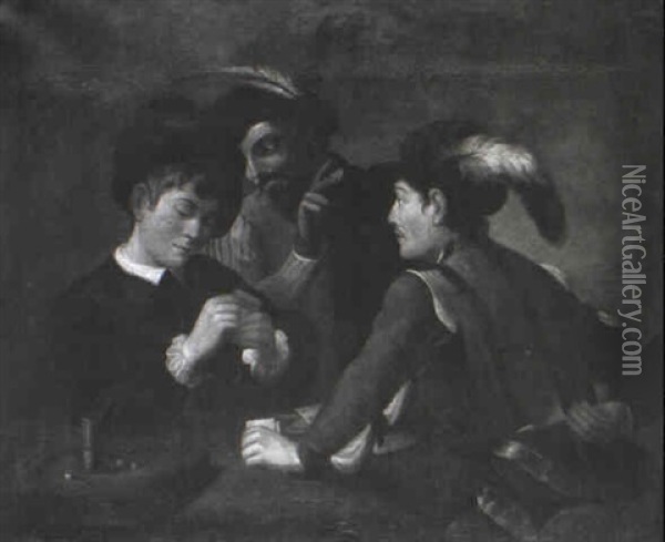 Tre Kortspillere Oil Painting -  Caravaggio