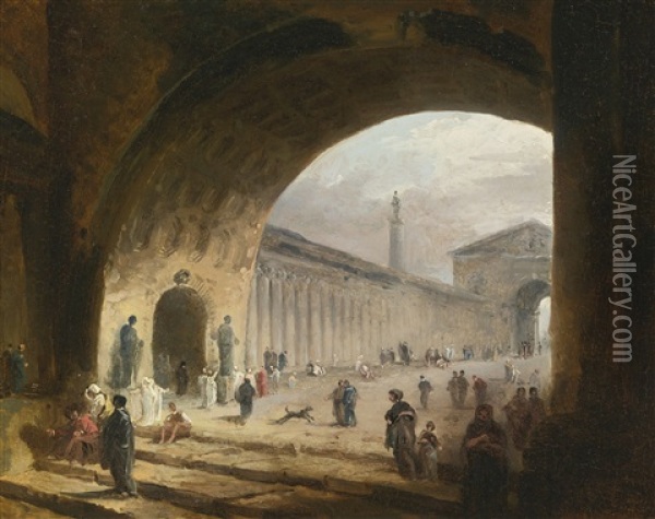 The Great Archway Oil Painting - Hubert Robert