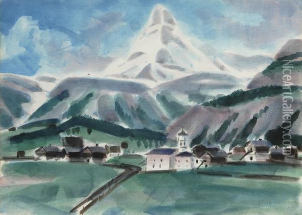 Gebirgslandschaft Mit Matterhorn Oil Painting - Otto Lange