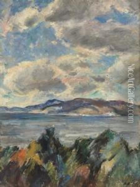 Seaward Approach To Bergen Oil Painting - Hans Odegaard
