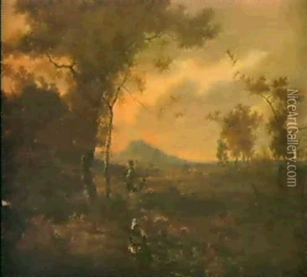 Berger Et Son Troupeau Au Paturage Oil Painting - Adam Pynacker