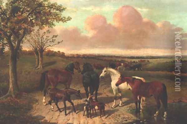 Horses Cattle & Goats Oil Painting - John Frederick Herring Snr