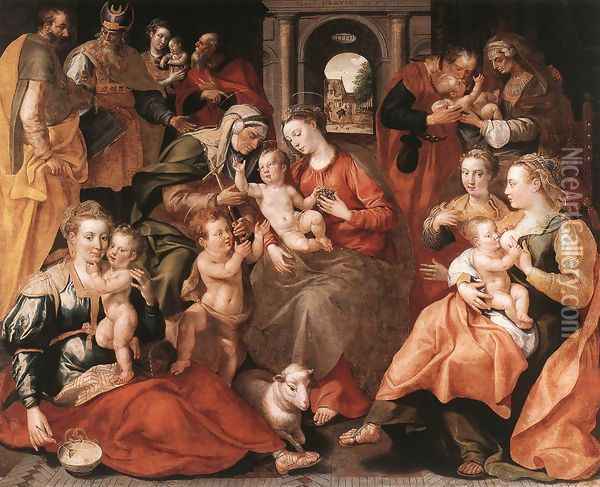 The Family of St Anne 1585 Oil Painting - Maarten de Vos