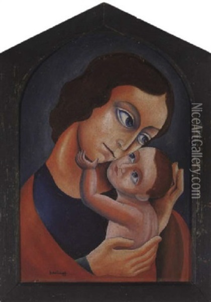 Mutter Und Kind Oil Painting - Georg Schrimpf