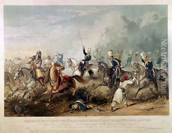 Charge of the Kings Own Light Dragoons at the Battle of Chillianwala on 13th January Oil Painting - Henry Martens