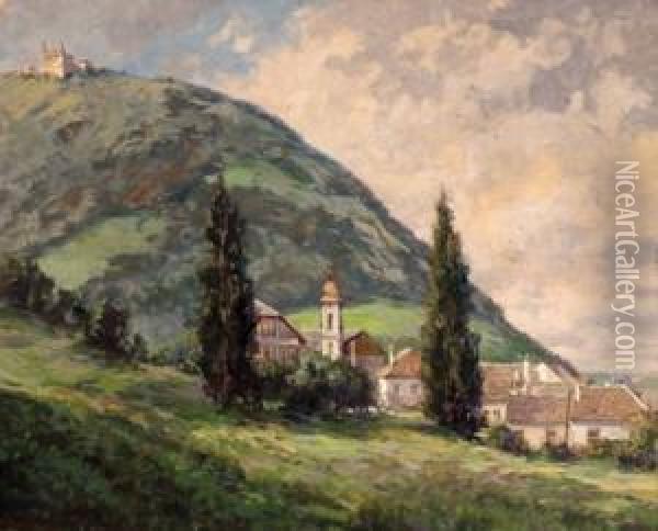 Niederosterreichisches Dorf Und Wallfahrtskirche Oil Painting - Karl Ludwig Prinz