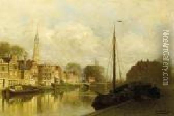 A View Of The West-vest, Delft Oil Painting - Johannes Christiaan Karel Klinkenberg