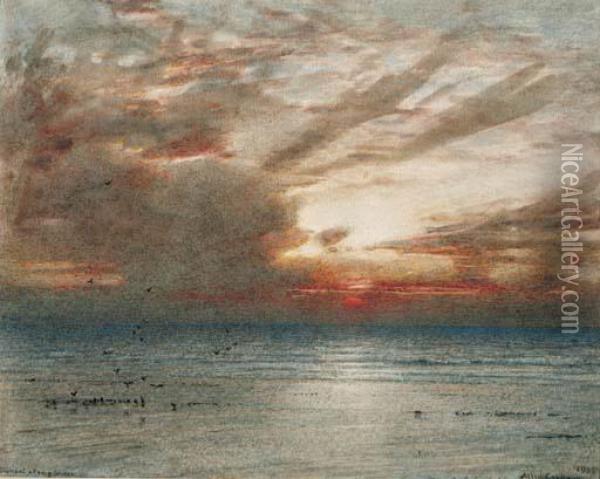 Sunset Along The Shore Oil Painting - Albert Goodwin