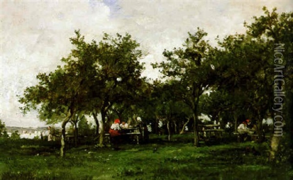 Peasants' Repast Oil Painting - Karl Pierre Daubigny