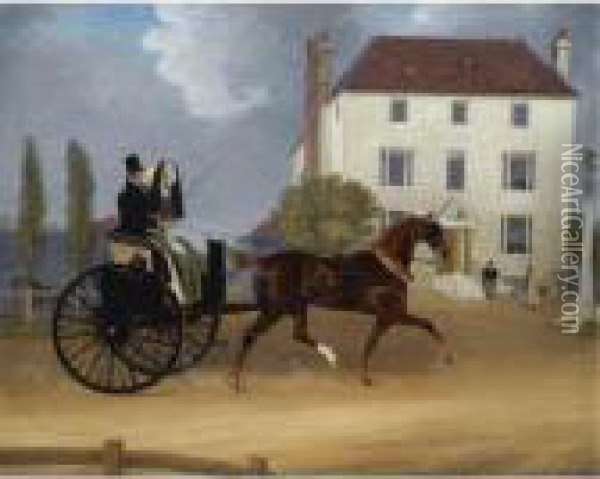 A Carriage Passing The Eagle Pub At Snaresbrook Oil Painting - James Pollard