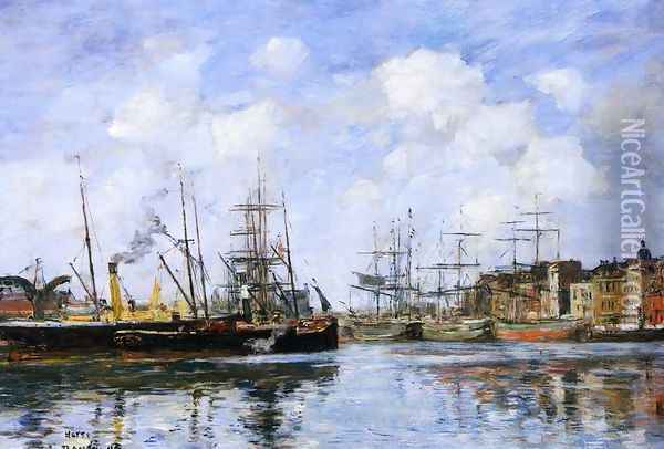 Le Havre, Le Bassin de la Barre I Oil Painting - Eugene Boudin