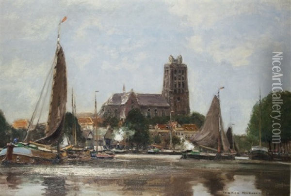 Dordrecht Oil Painting - Heinrich Hermanns