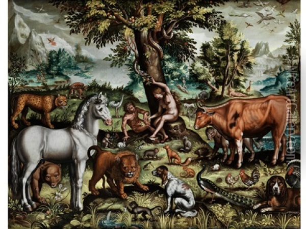 Adam Und Eva Im Paradies Oil Painting - Nicolaes De Bruyn