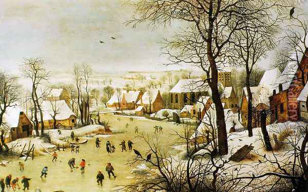Winter Landscape with a Bird Trap Oil Painting - Pieter the Elder Bruegel