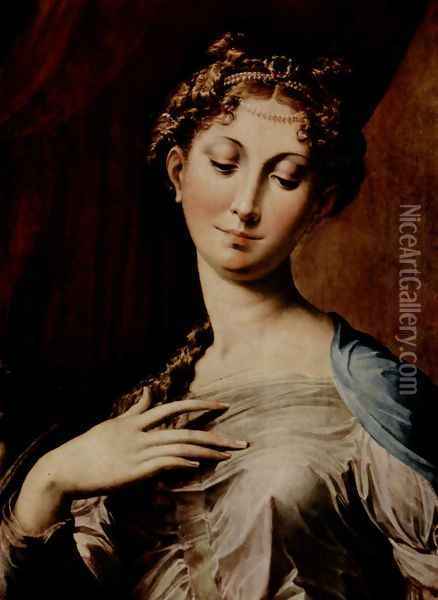 Madonna dal Collo Lungo (Madonna with Long Neck) (detail) Oil Painting - Girolamo Francesco Maria Mazzola (Parmigianino)