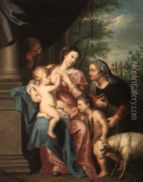 The Holy Family With The Infant St. John The Baptist Oil Painting - Balthasar Beschey