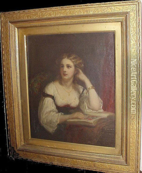 Woman Reading Oil Painting - George Augustus Baker Jnr.