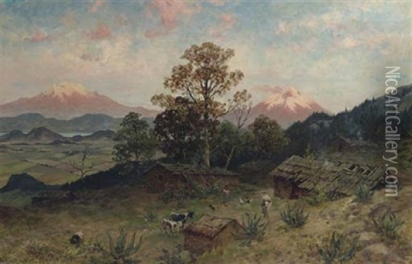 Valley Of Mexico Oil Painting - August Loehr