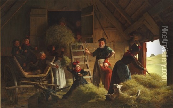 Ved Hobjergningen Oil Painting - Johann Julius Exner