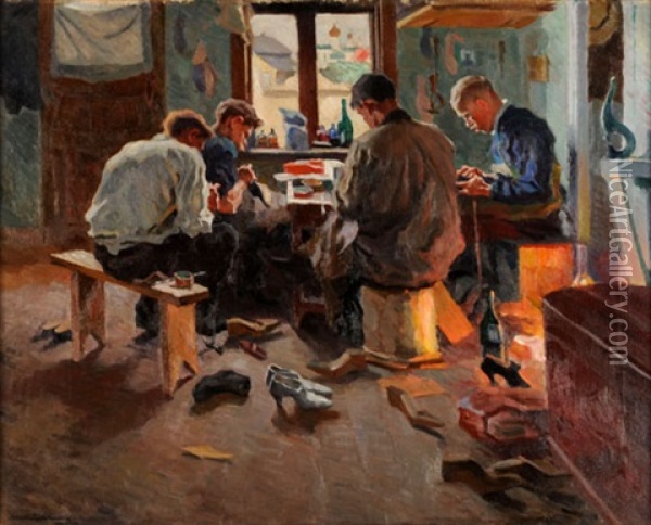 In Der Schusterwerkstatt Oil Painting - Arnold Borisovich Lakhovsky