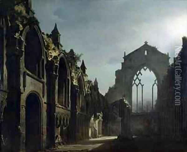 Ruins of Holyrood Chapel Oil Painting - Louis Jacques Mande Daguerre
