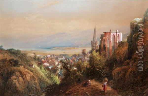 Bacharach, On The Rhine Oil Painting - Thomas Miles Richardson