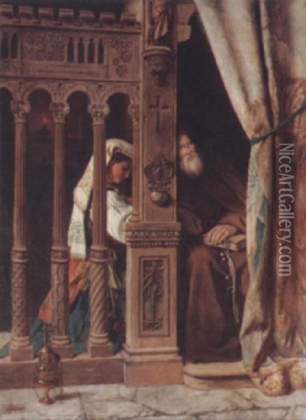 Confession Oil Painting - Francis John Wyburd