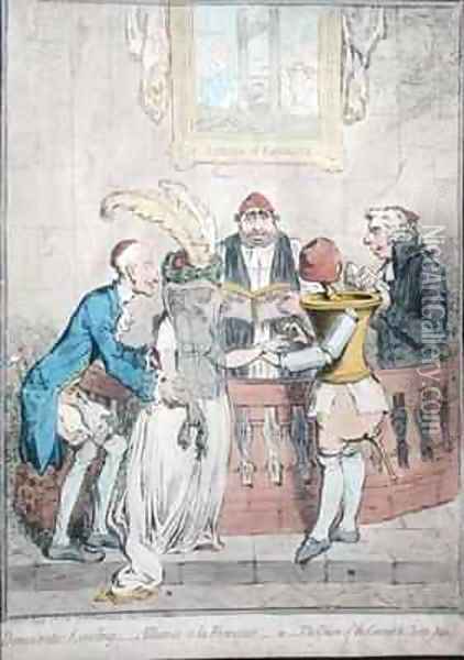 Democratic Levelling Alliance a la Francaise or The Union of the Coronet and the Clyster Pipe Oil Painting - James Gillray
