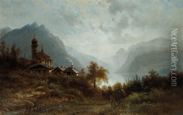 Gebirgslandschaft (kanton Graubunden?) Oil Painting - Pieter Francis Peters