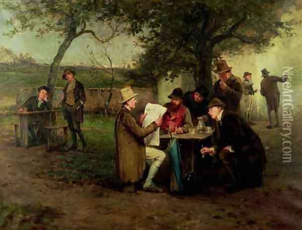 Reading the News The Proclamation of the Land League Oil Painting - Howard Helmick