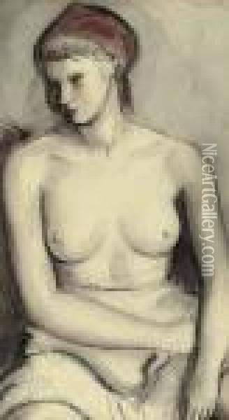 Seated Nude Oil Painting - Bernard Meninsky