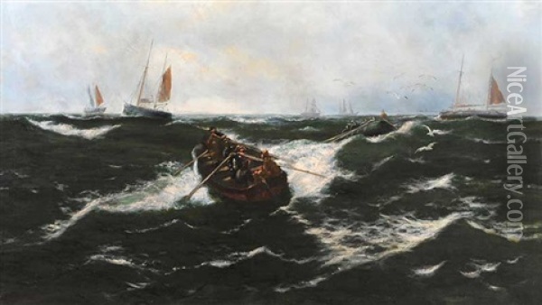 The Life Boats Oil Painting - Thomas Rose Miles