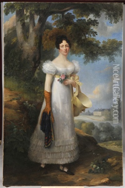 Portrait De Jenny Cecile De Maille, Marquise De Lubersac Oil Painting - Francois-Joseph Kinson