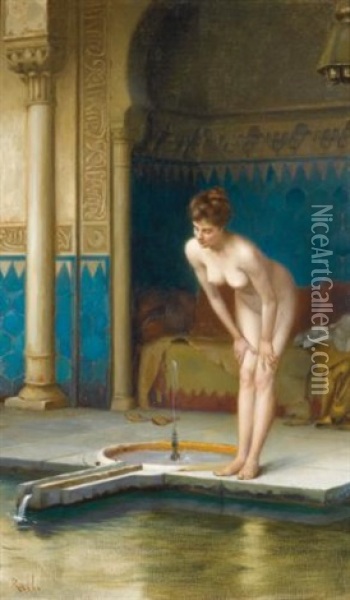 Jeune Femme Au Bain Oil Painting - Theodore Jacques Ralli