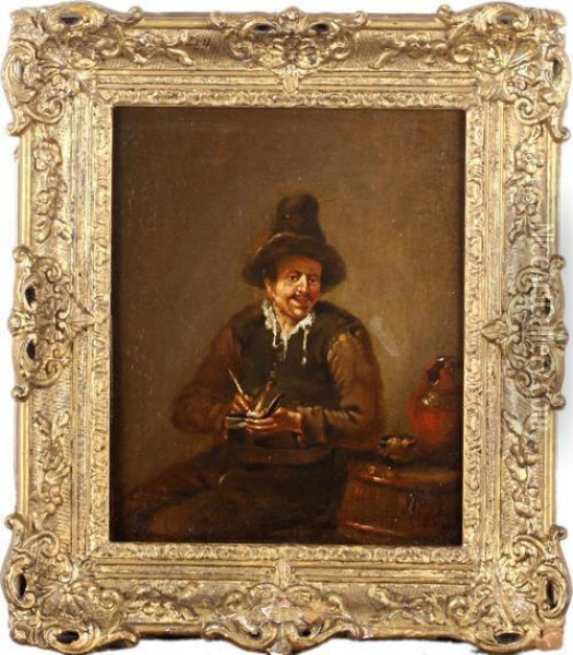 Portrait Of A Man Smoking A Pipe Oil Painting - Adriaen Brouwer