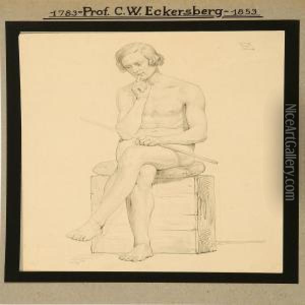 Academy Study Of A Sitting Man Oil Painting - Christoffer Wilhelm Eckersberg