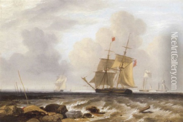 Trading Brigs Offshore Oil Painting - Sir George Chambers