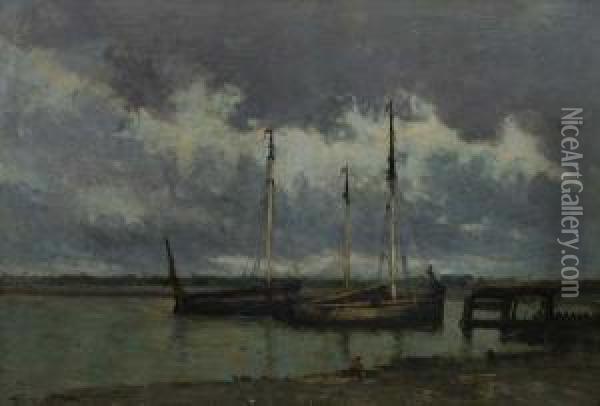 Botes En El Canal Oil Painting - Kees Van Waning