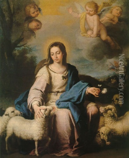 La Divina Pastora Oil Painting - Miguel Alonso De Tovar